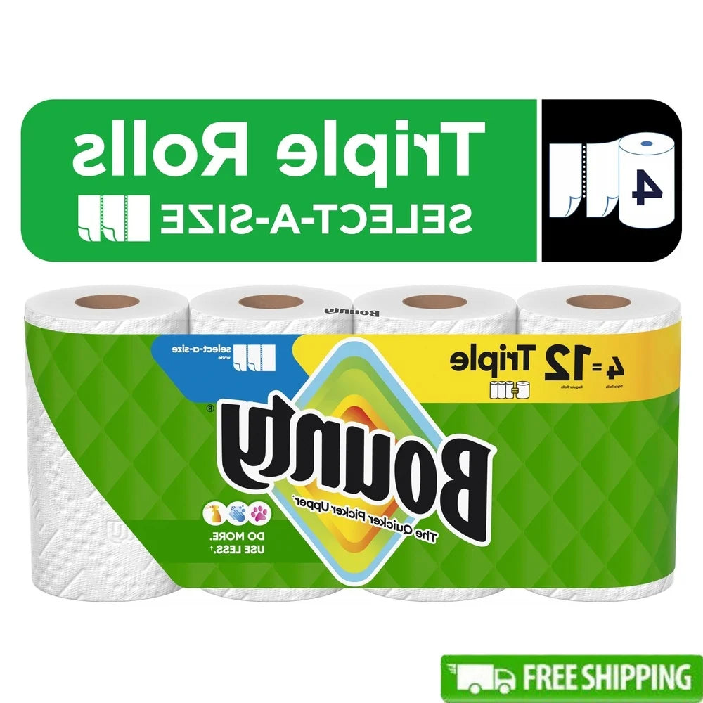 Select-A-Size Paper Towels 4 Triple Rolls 123 Sheets Extra Absorbent Durable Diamond Texture Quicker Picker Upper Ideal Spills