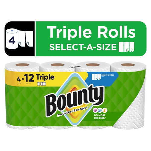 Select-A-Size Paper Towels 4 Triple Rolls 123 Sheets Extra Absorbent Durable Diamond Texture Quicker Picker Upper Ideal Spills